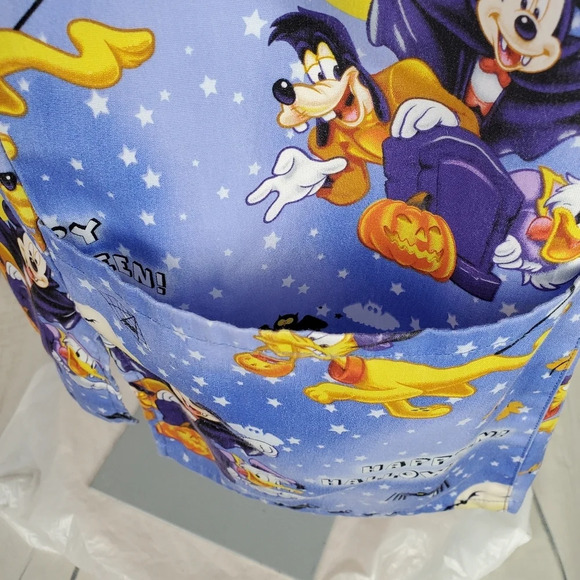 Disney Halloween Scrub Medical Top VNeck Pockets Blue Size  Small - Picture 9 of 14